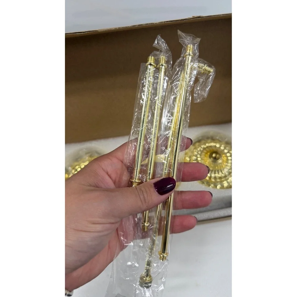 Gold Taper Candle Holder Set of 3 with Snuffer Vintage Style Ornate Base